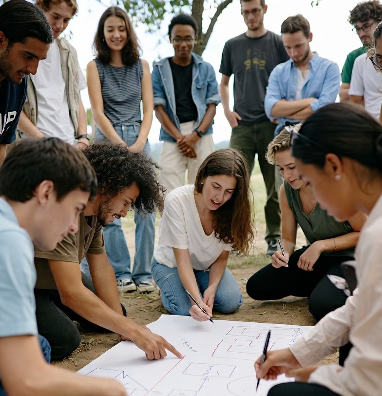 team collaborating on a problem-solving activity